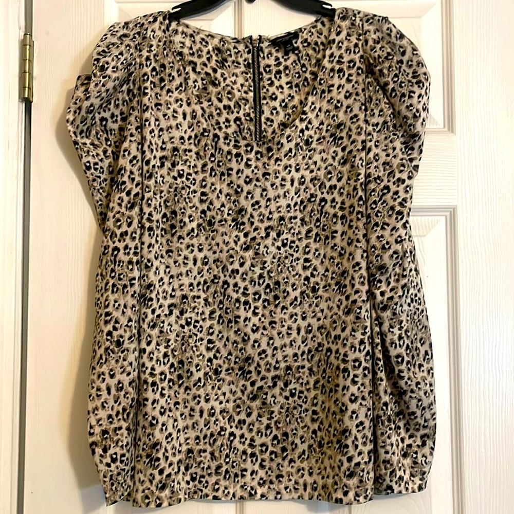 Vintage Ann Taylor silk animal print, long sleeve blouse, 14